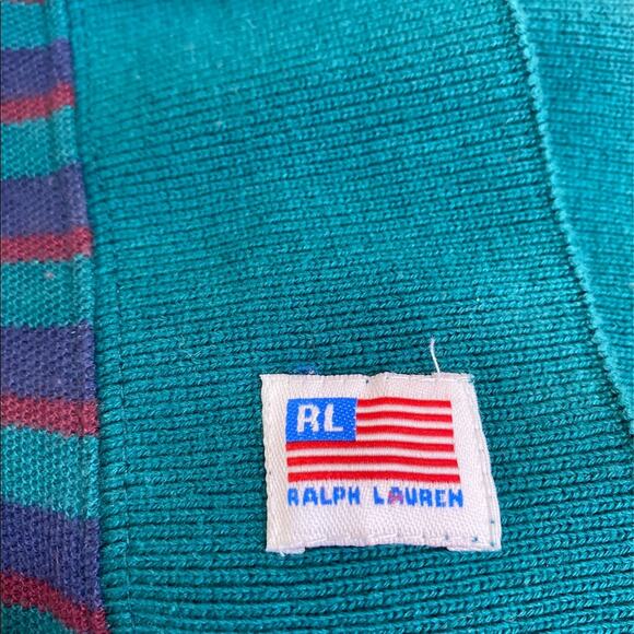 Rare VTG Ralph Lauren Knit Pillowcase Blue/Green